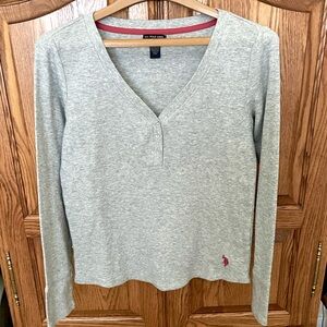 Long Sleeve Waffle Knit Henley Top NWOT